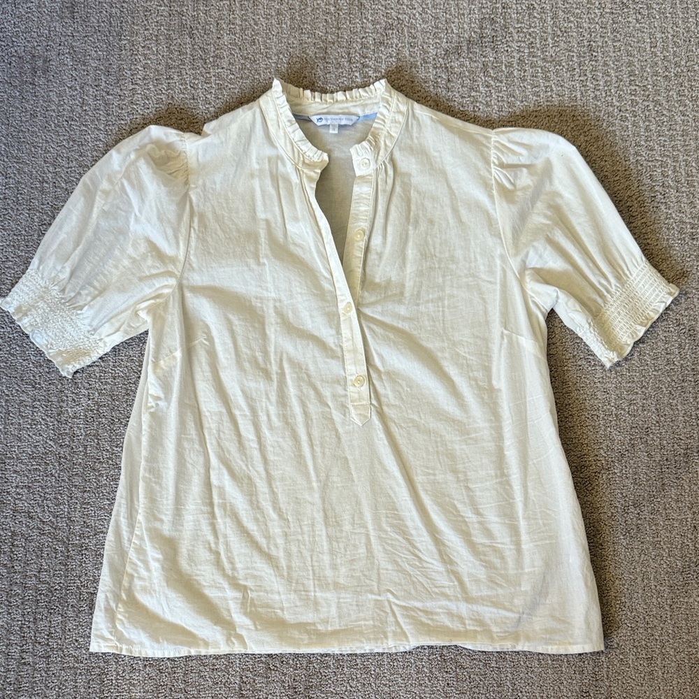Southern Tide Cream Blouse with Button Detail
